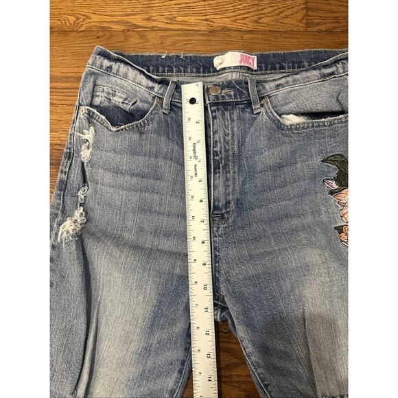 Juicy Jeans By Juicy Couture Women’s 29 Blue Distressed Flowers - Picture 14 of 16